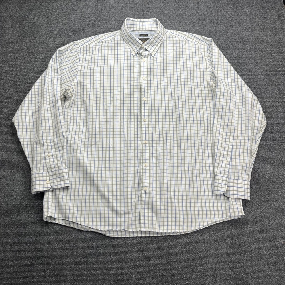 Jos. A. Bank Reserve Egyptian Cotton Plaid Blue Green Button‎ Down Shirt